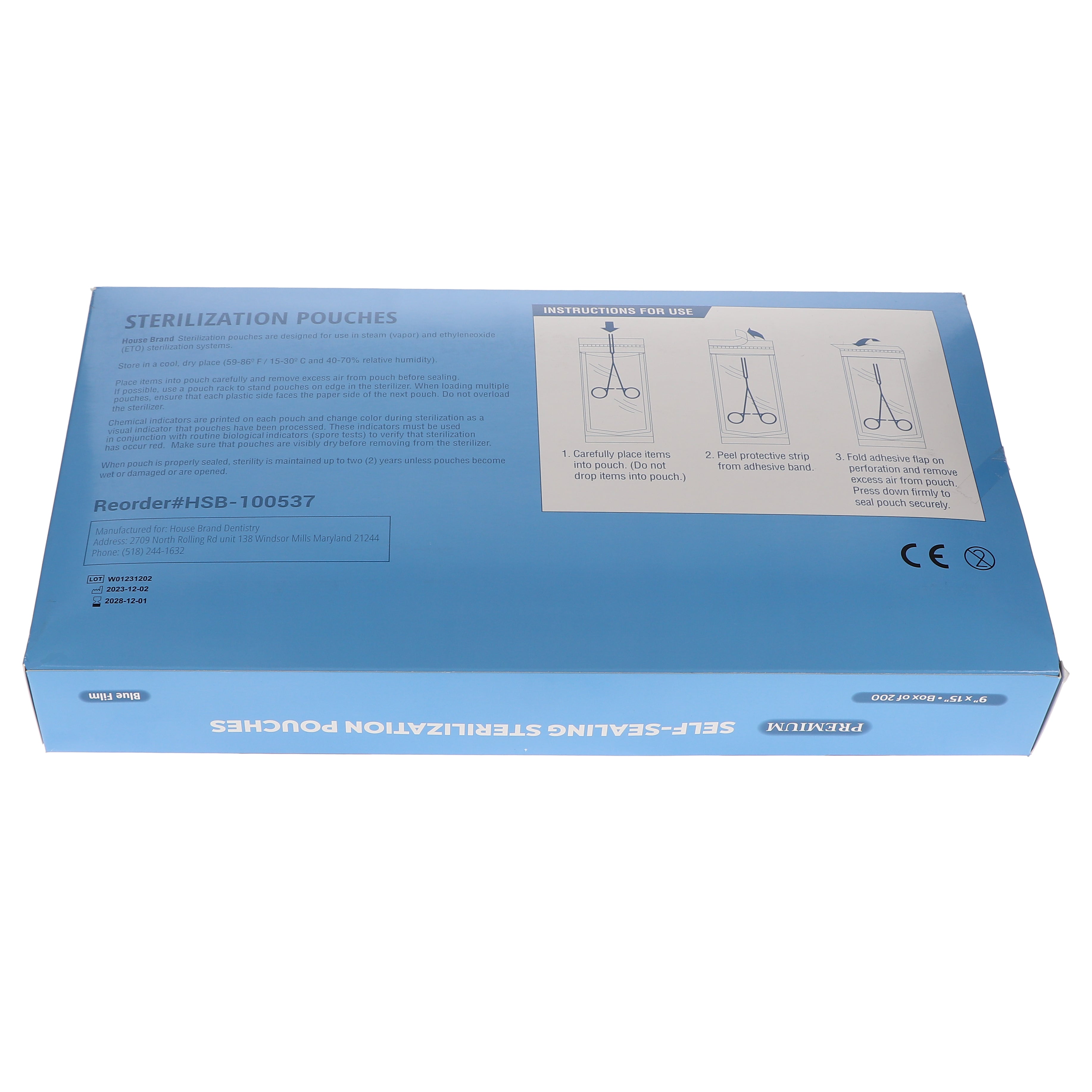 House Brand Dentistry 100537 HSB Self-Sealing Sterilization Pouches 9 House Brand Dentistry 100537 HSB Self-Sealing Sterilization Pouches 9